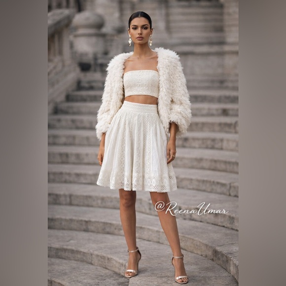 Willi Smith Dresses & Skirts - Willi Smith White Crochet-Trim Circle Skirt – Size 8